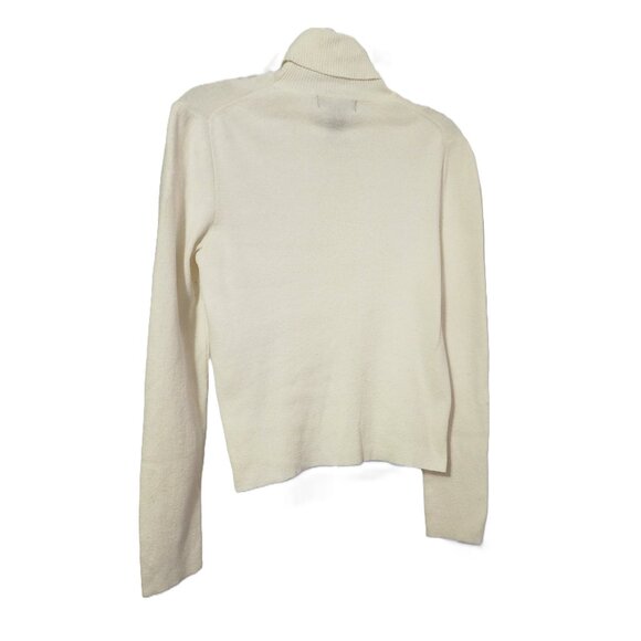 Express Womens Cream Ivory Fitted Knit Long Sleeve Turtleneck Size M - Picture 6 of 6
